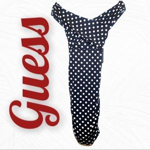 NWT Guess Black & White Polka Dot Bodycon Dress, S